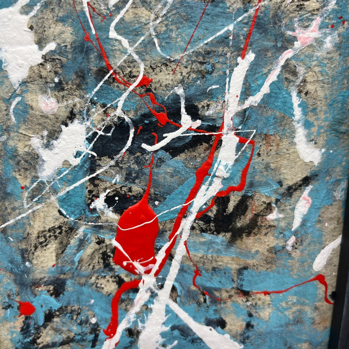 Original Framed Mixed Media Abstract Art Painting 9x7 "Distant Response" COA TJ9