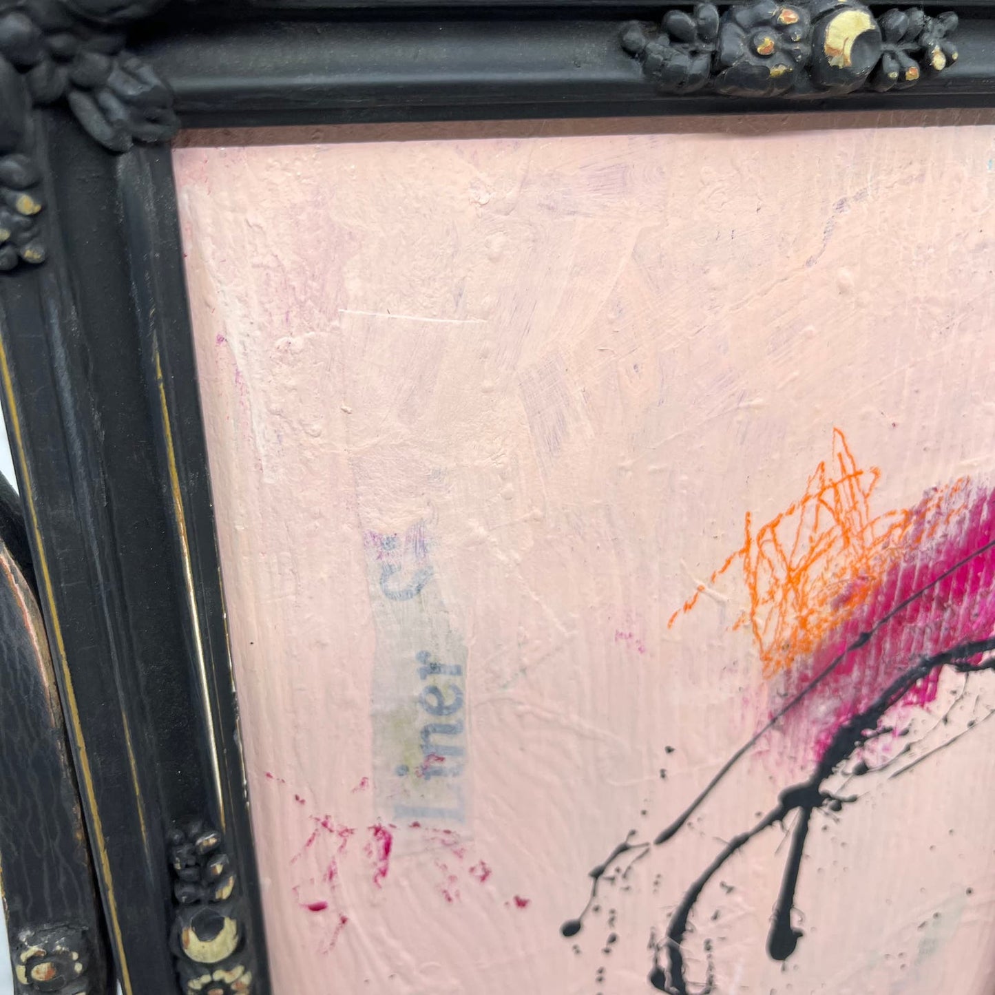 Original Framed Mixed Media Abstract Art Painting 15.5x13.5 Second Chance w/ COA