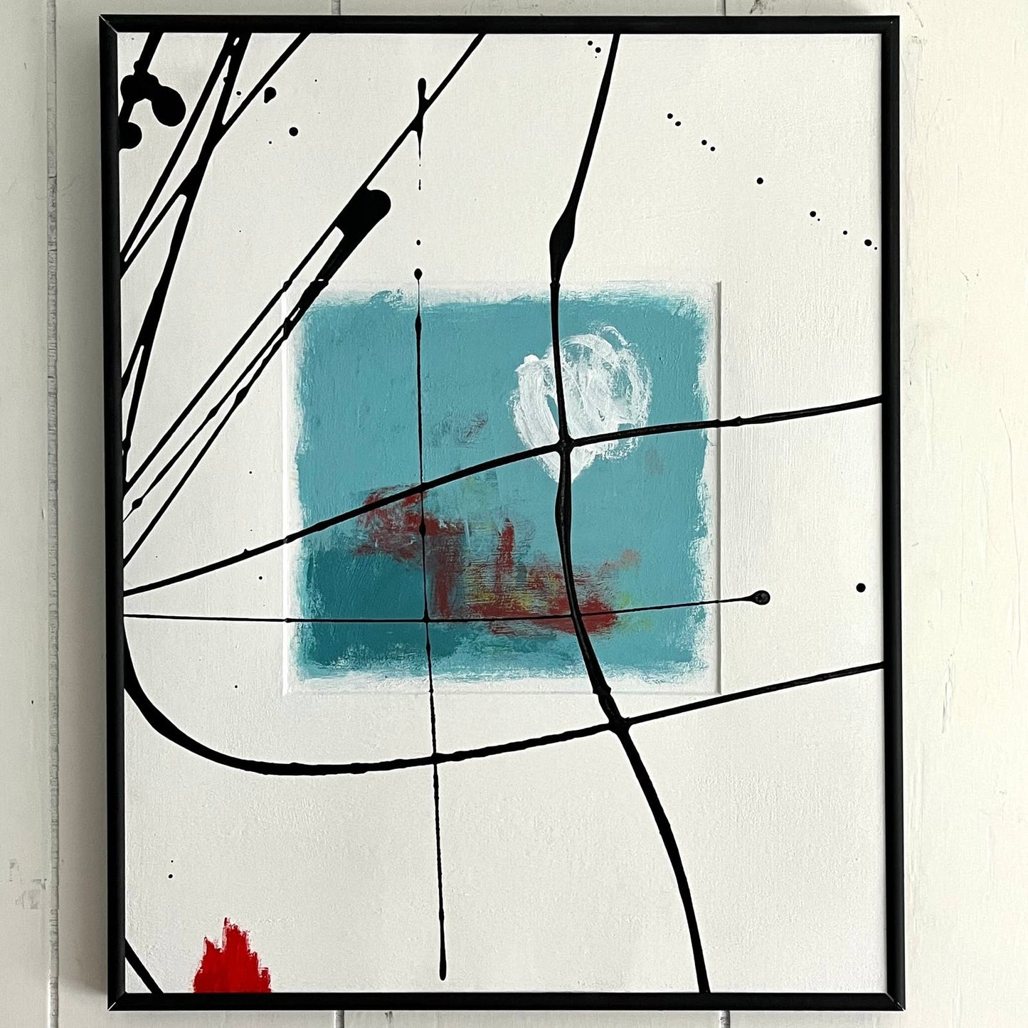 Original Framed Abstract Art Painting 16x20" Fire Down Below With COA