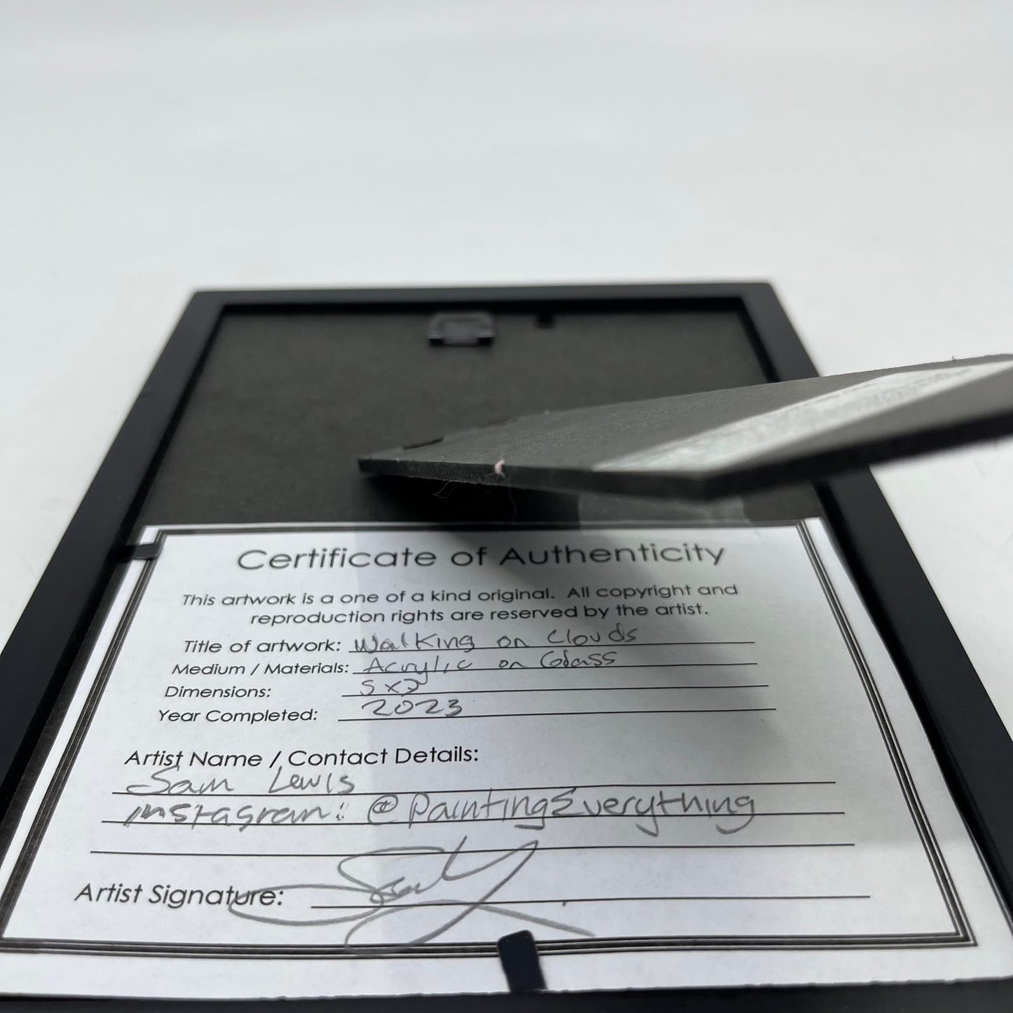 Framed Original Abstract Art Painting "Walking on Clouds" Acrylic 5x7 TI6