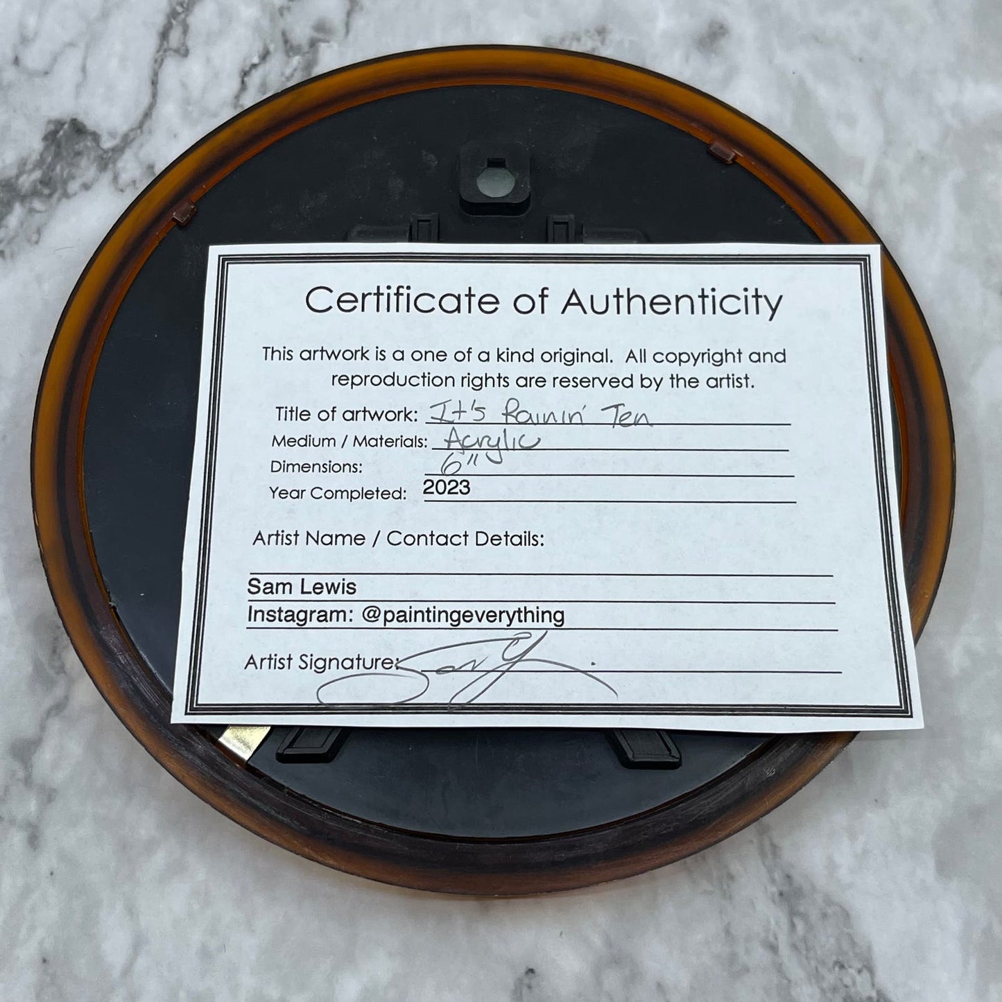 Original Framed Abstract Art Painting 6" It's Rainin' Ten With COA TF6