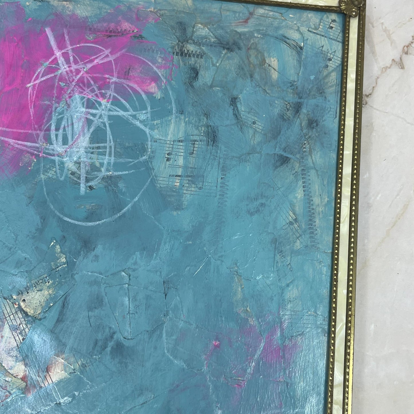 Original Framed Mixed Media Abstract Art Painting 8x10 “Linen Cell" With COA