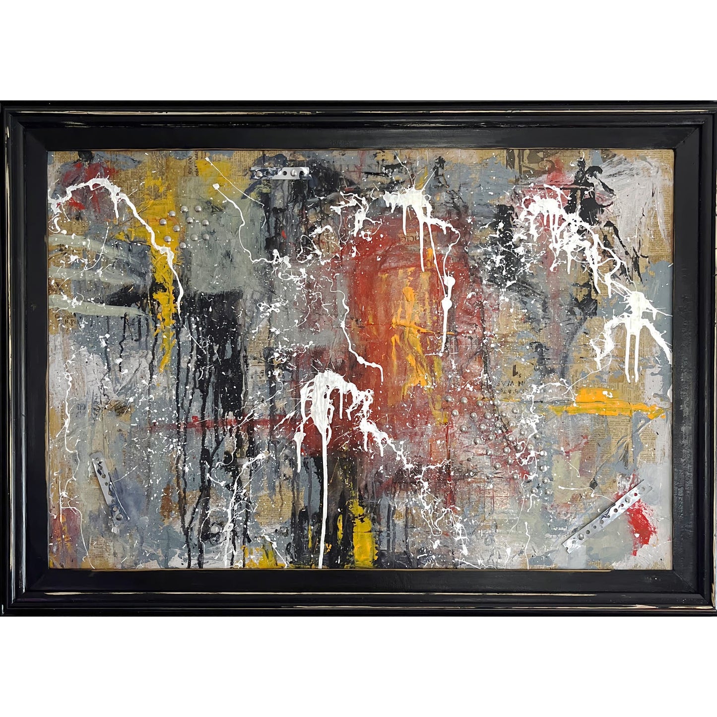 Original MASSIVE Framed Mixed Media Abstract Art Painting 42x30 “Oxidized” w COA