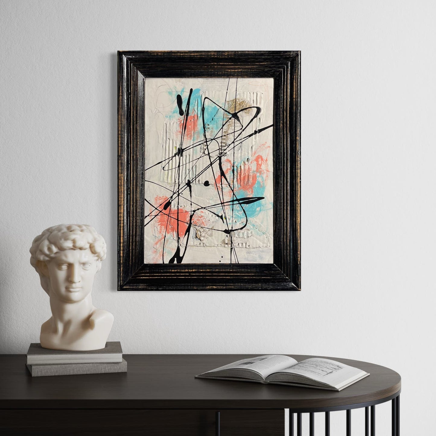 Original Framed Mixed Media Abstract Art Painting 13x17 “Allain" With COA