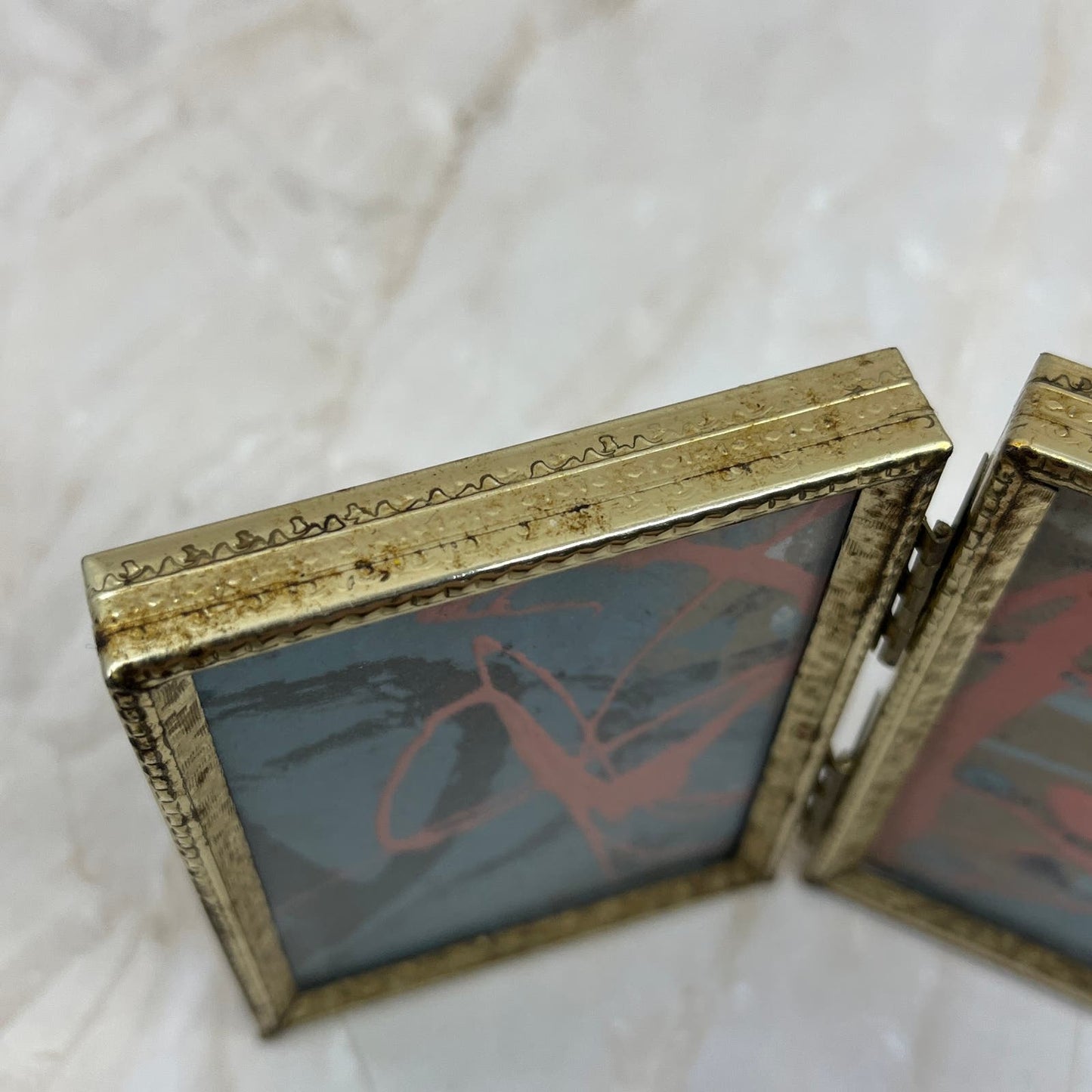 Original Framed Abstract Art Painting 2x3 Mini Diptych "Bold Mist" Signed TJ9