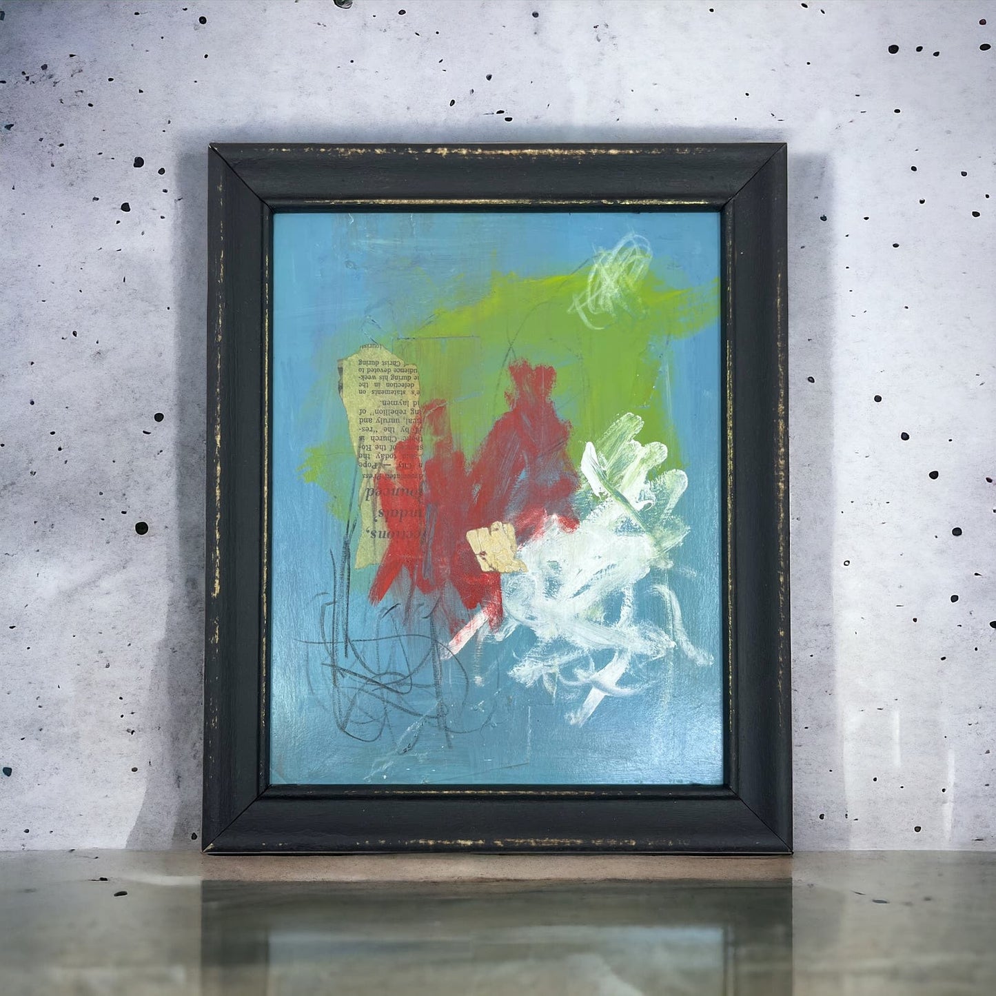 Original Framed Mixed Media Abstract Art Painting 9.5x11.5 “Single Variable" COA