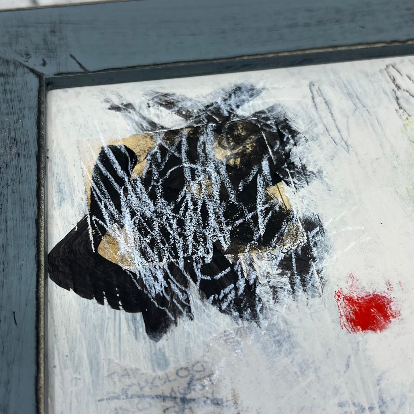 Original Framed Mixed Media Abstract Art Painting 7.5x9.5 “Tear" With COA