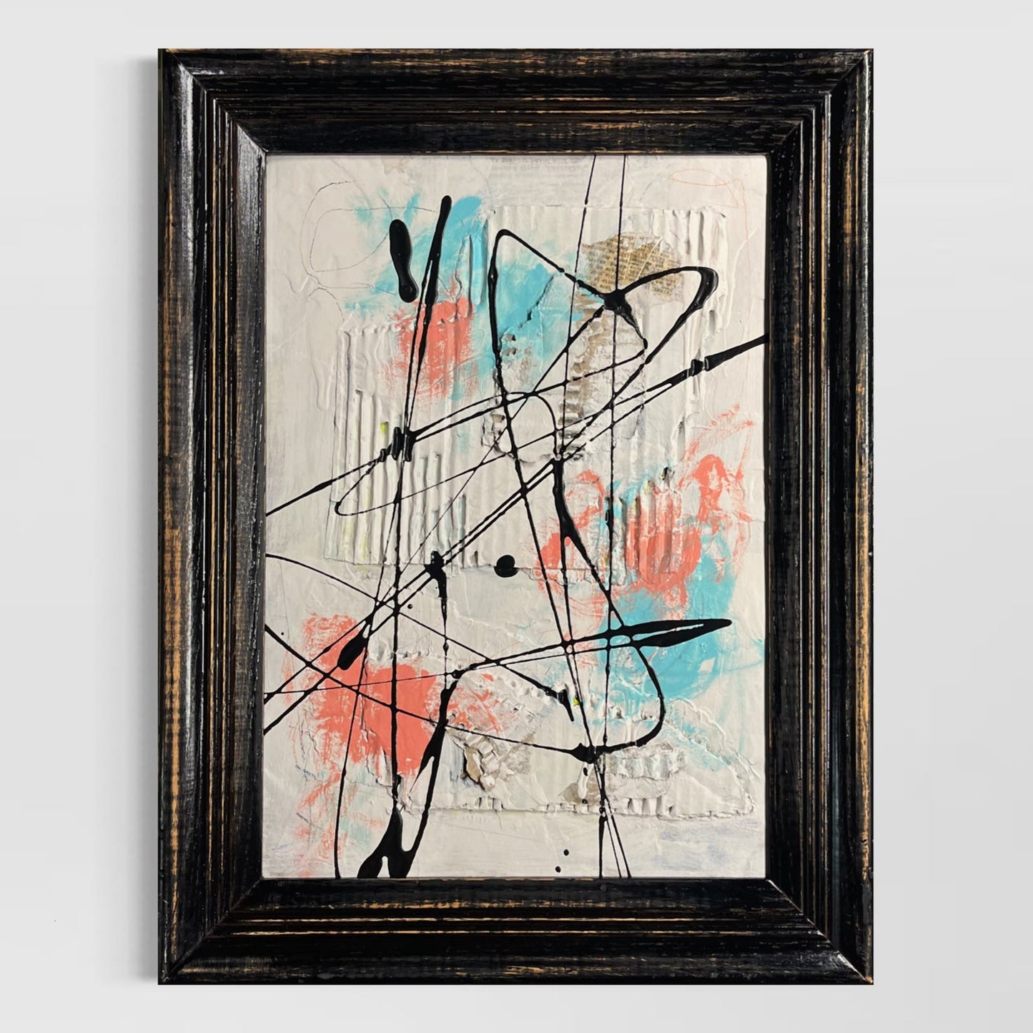 Original Framed Mixed Media Abstract Art Painting 13x17 “Allain" With COA