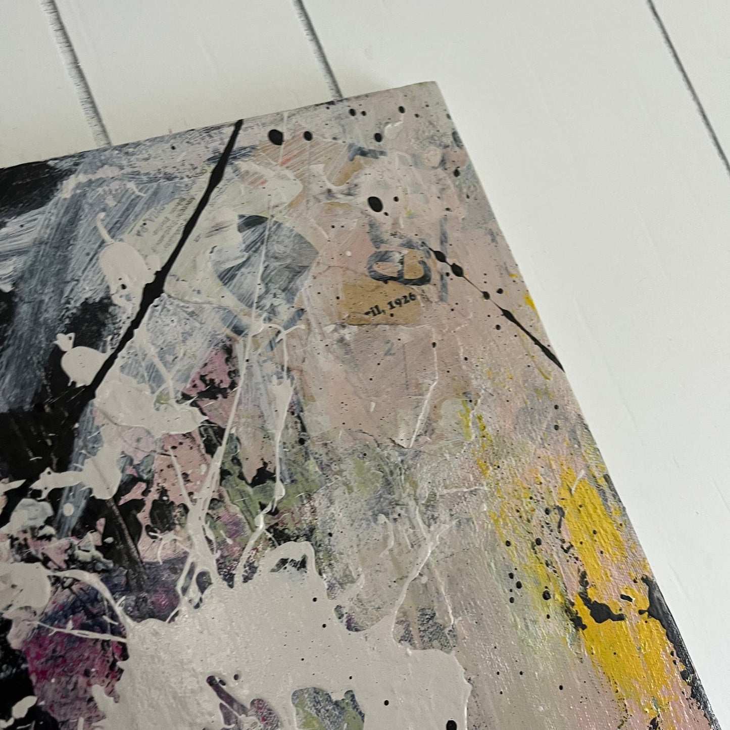Original LARGE Mixed Media Abstract Art Painting 24x36" That’s Cap w/ COA