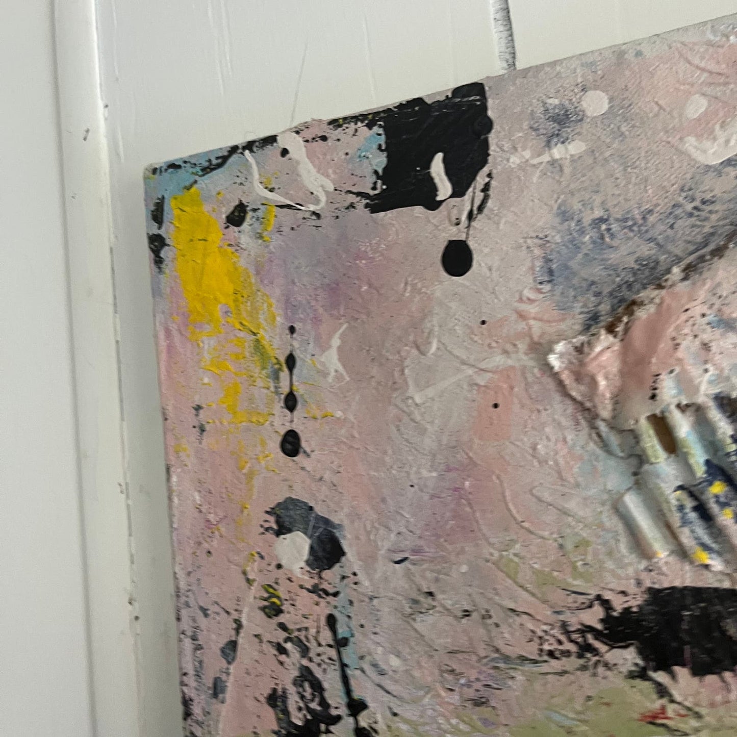 Original LARGE Mixed Media Abstract Art Painting 24x36" That’s Cap w/ COA