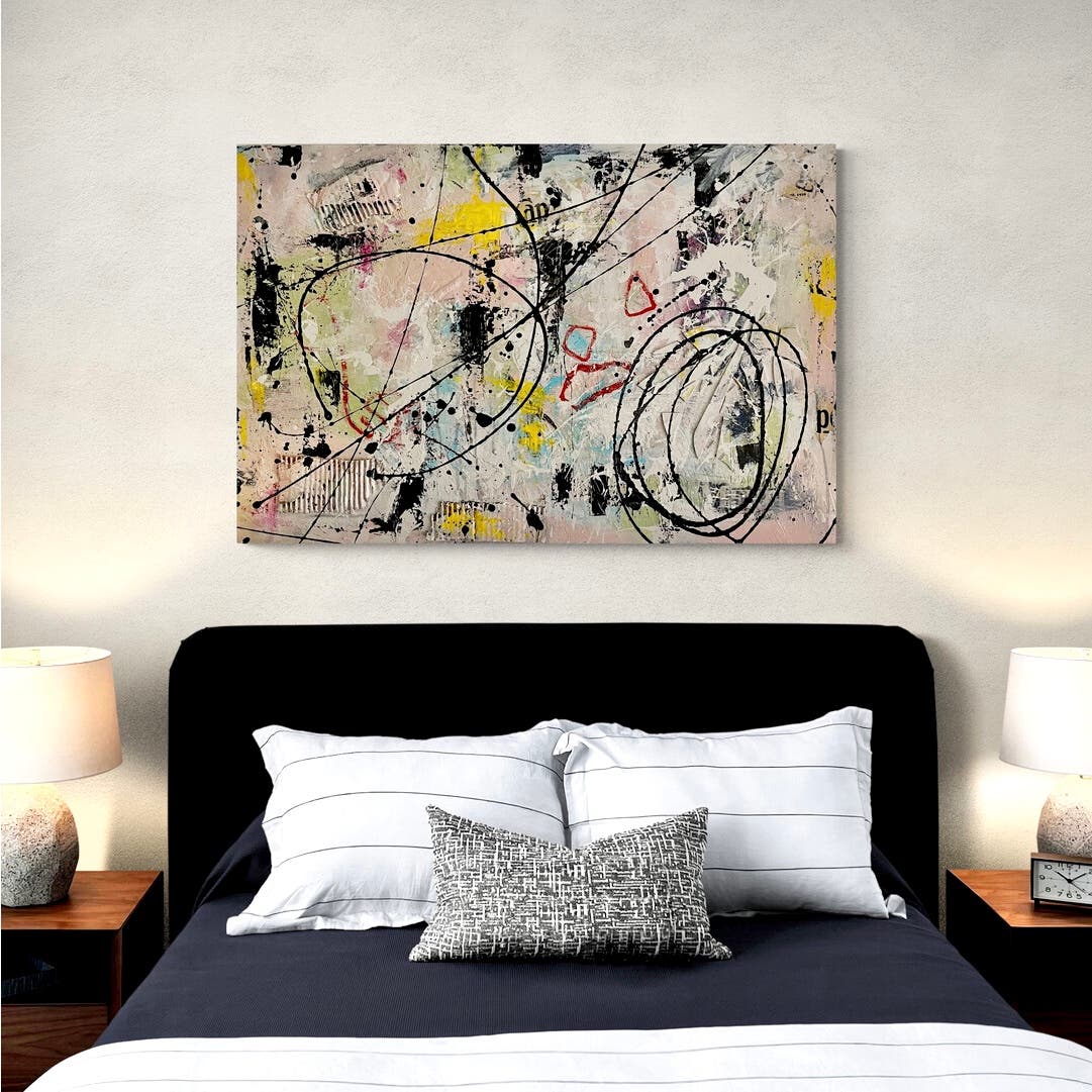 Original LARGE Mixed Media Abstract Art Painting 24x36" That’s Cap w/ COA