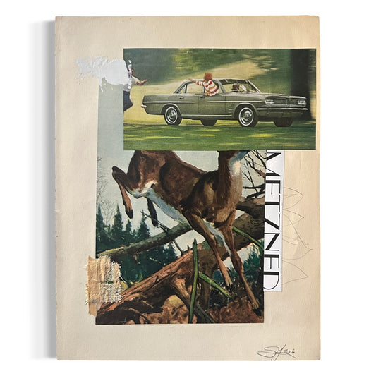 Original Mixed Media Modern Art Collage "Metopomancy" 9.5x12.5" Signed
