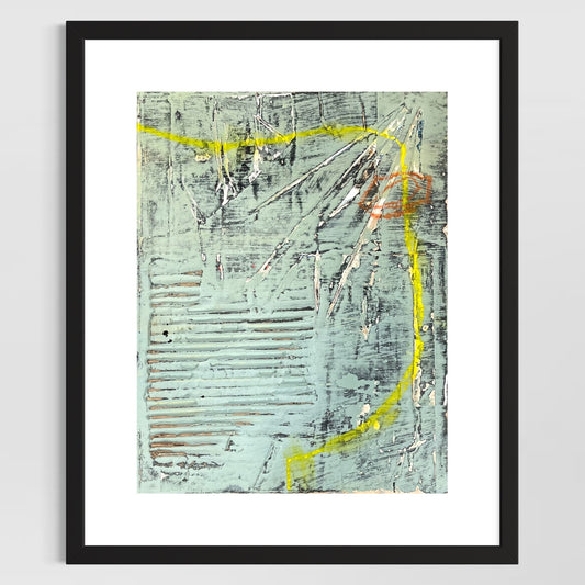 Original Minimalist Modern Art Collage Painting 8.5x11 "Graphospasm" Signed