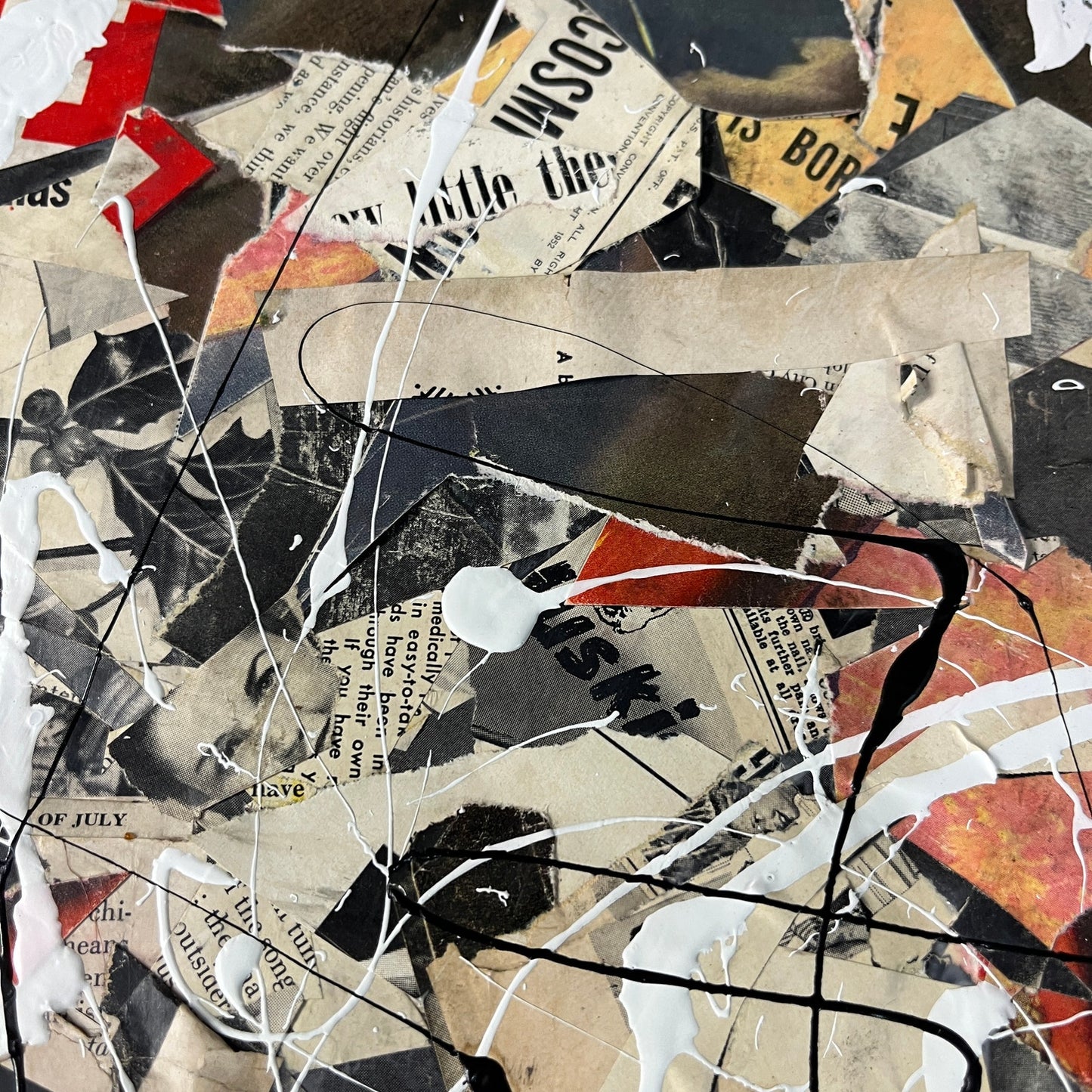 Original Mixed Media Abstract Art Collage 11x14 "1952 Dec 8 Life Magazine"