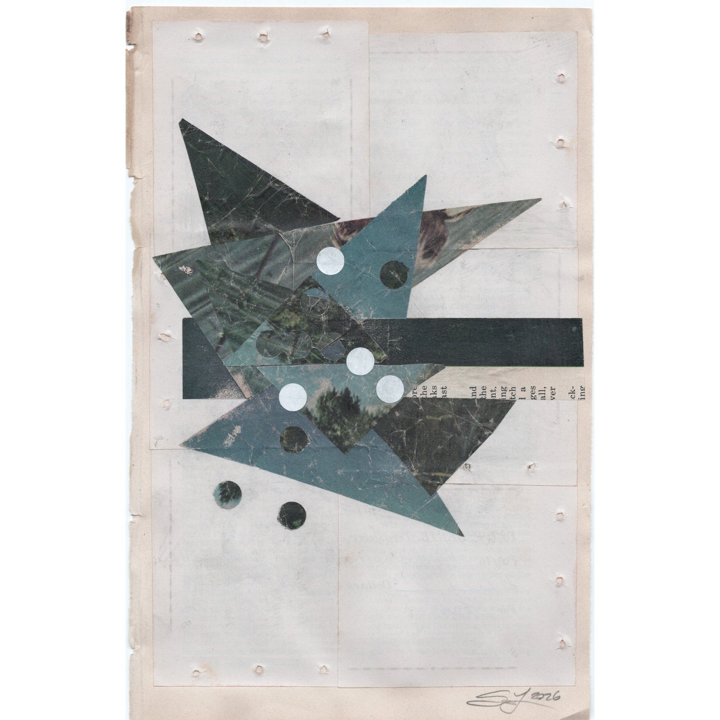 Original Mixed Media Modern Art Collage "Valuta" 5.75x9" Signed