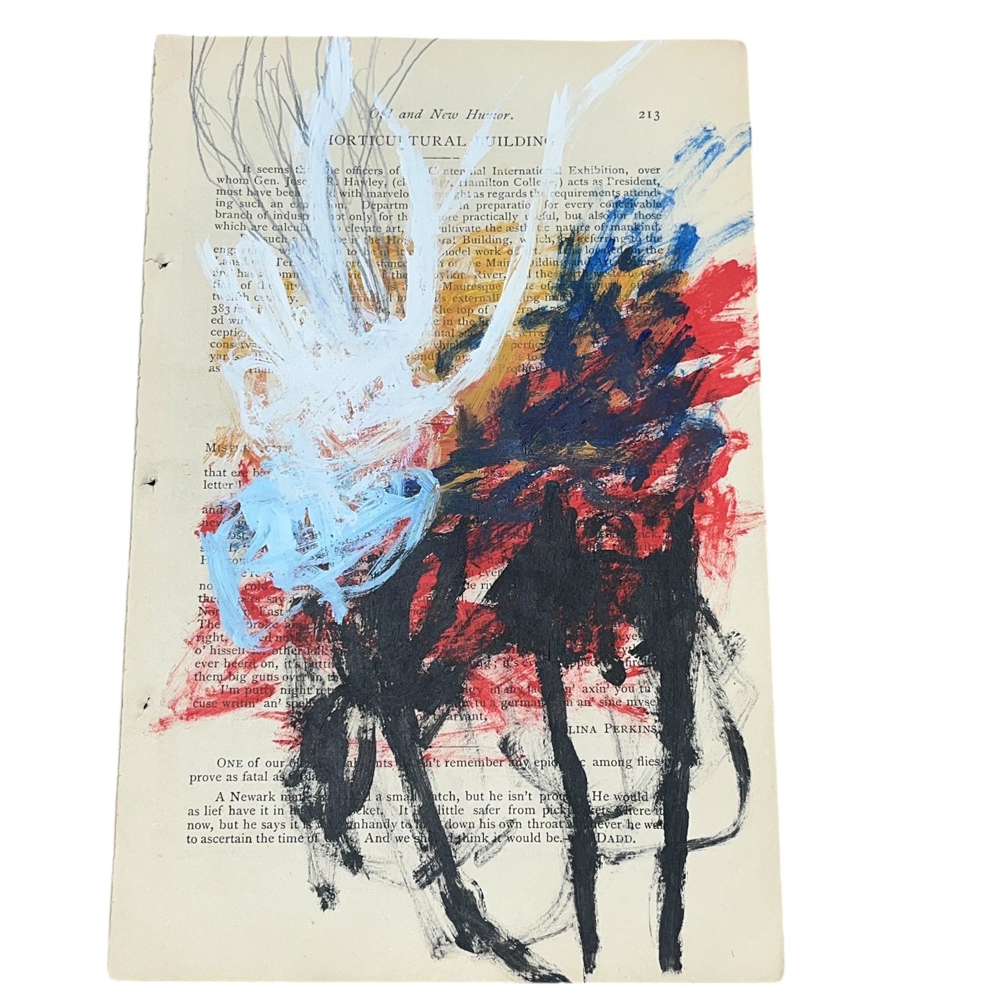 Original Abstract Modern Art Painting on Paper from 1875 Magazine #2 Signed