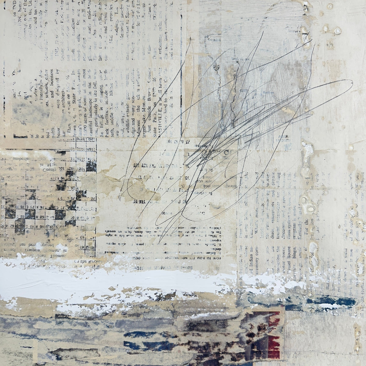 Original Mixed Media Modern Art Collage Painting 18x24 "Lucre" Signed