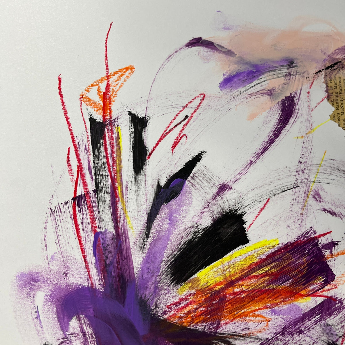 Original Mixed Media Abstract Art Painting 11x14 “Construct" Purple & Red