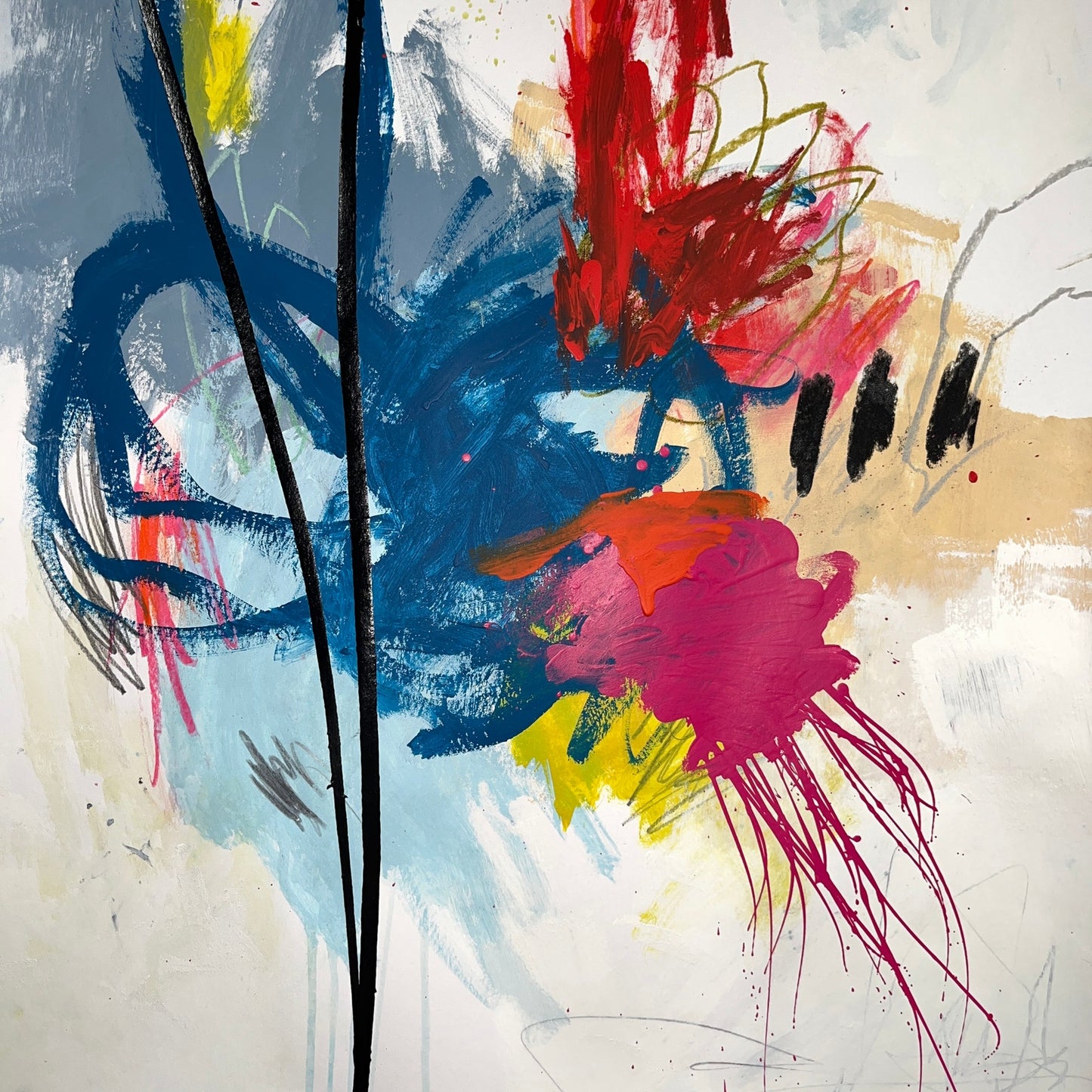 Original Mixed Media Abstract Modern Art Painting 18x24 "Pomoerium" Signed