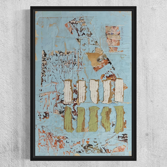 Original Framed Mixed Media Modern Art Collage Painting 12x18 "Switchboard"