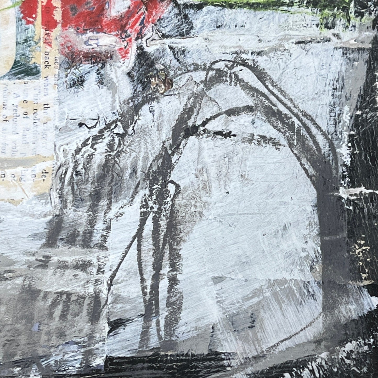 Original Grunge Minimalist Modern Art Collage Painting 8.5x11 "Rabulous" Signed