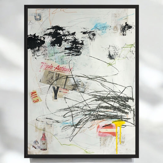 Original Mixed Media Abstract Modern Art Painting 18x24 "Triple-Action" Signed