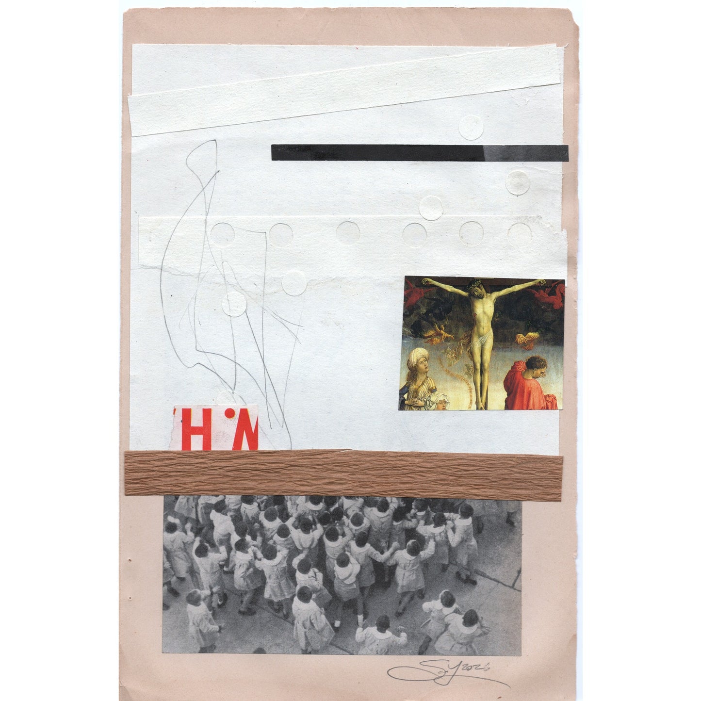 Original Mixed Media Modern Art Collage "Aureity" 6.25x10" Signed