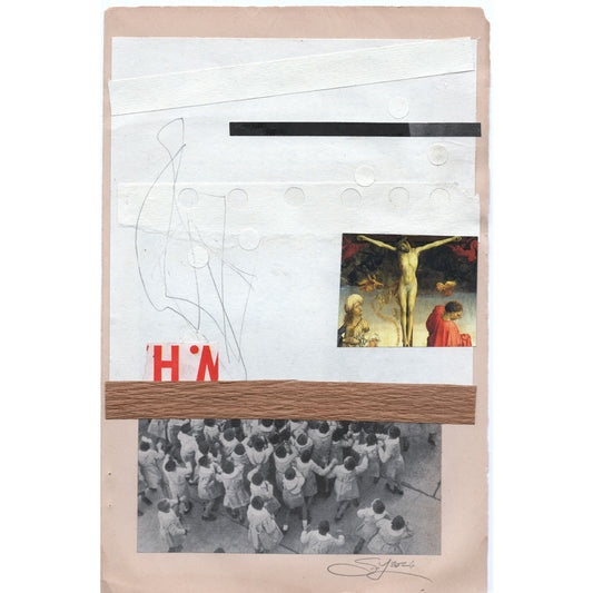 Original Mixed Media Modern Art Collage "Aureity" 6.25x10" Signed