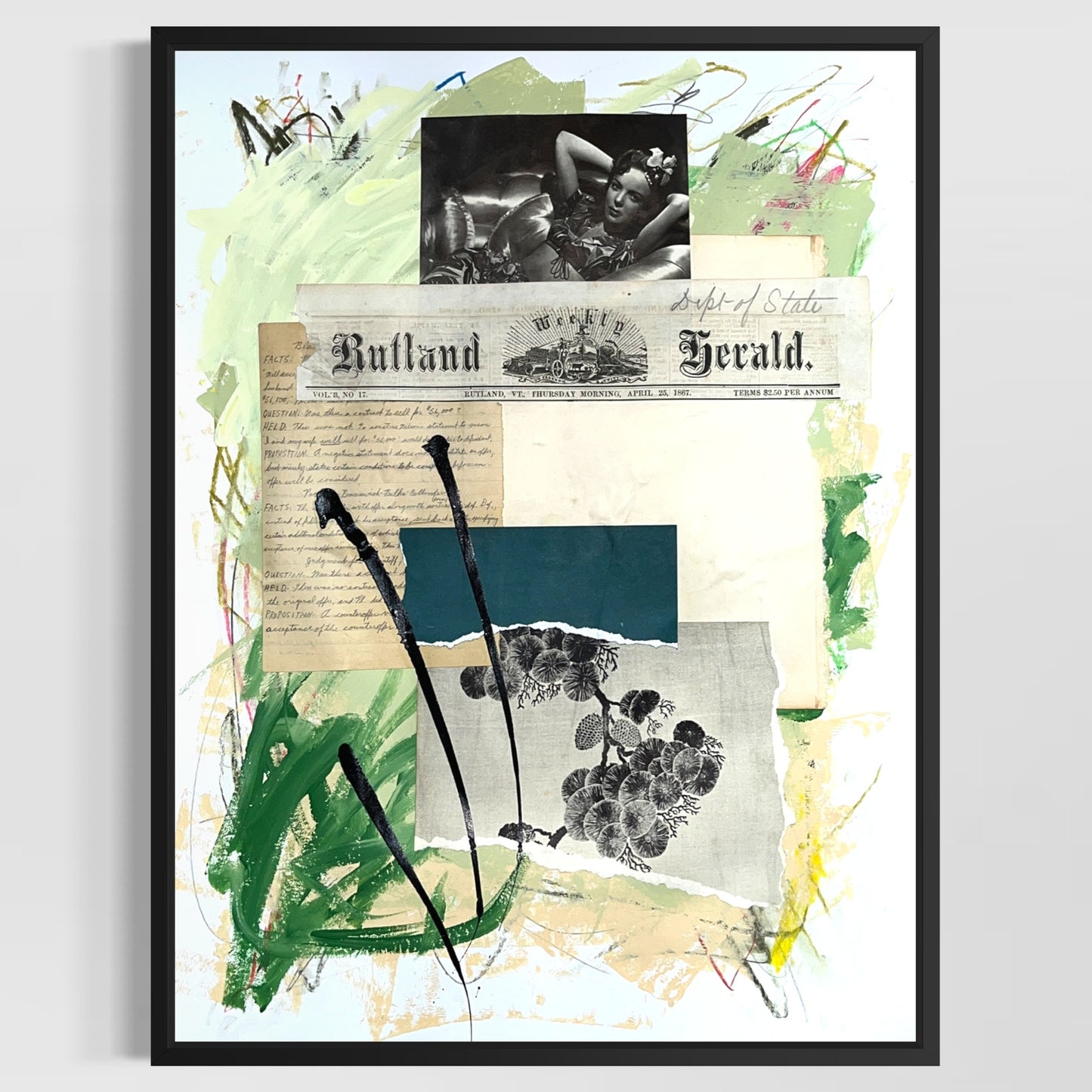 Original Mixed Media Abstract Modern Art Painting 18x24 "Mascaron" Signed