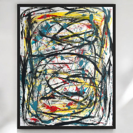 Original Mixed Media Abstract Modern Art Painting 18x24 "Janiform" Signed