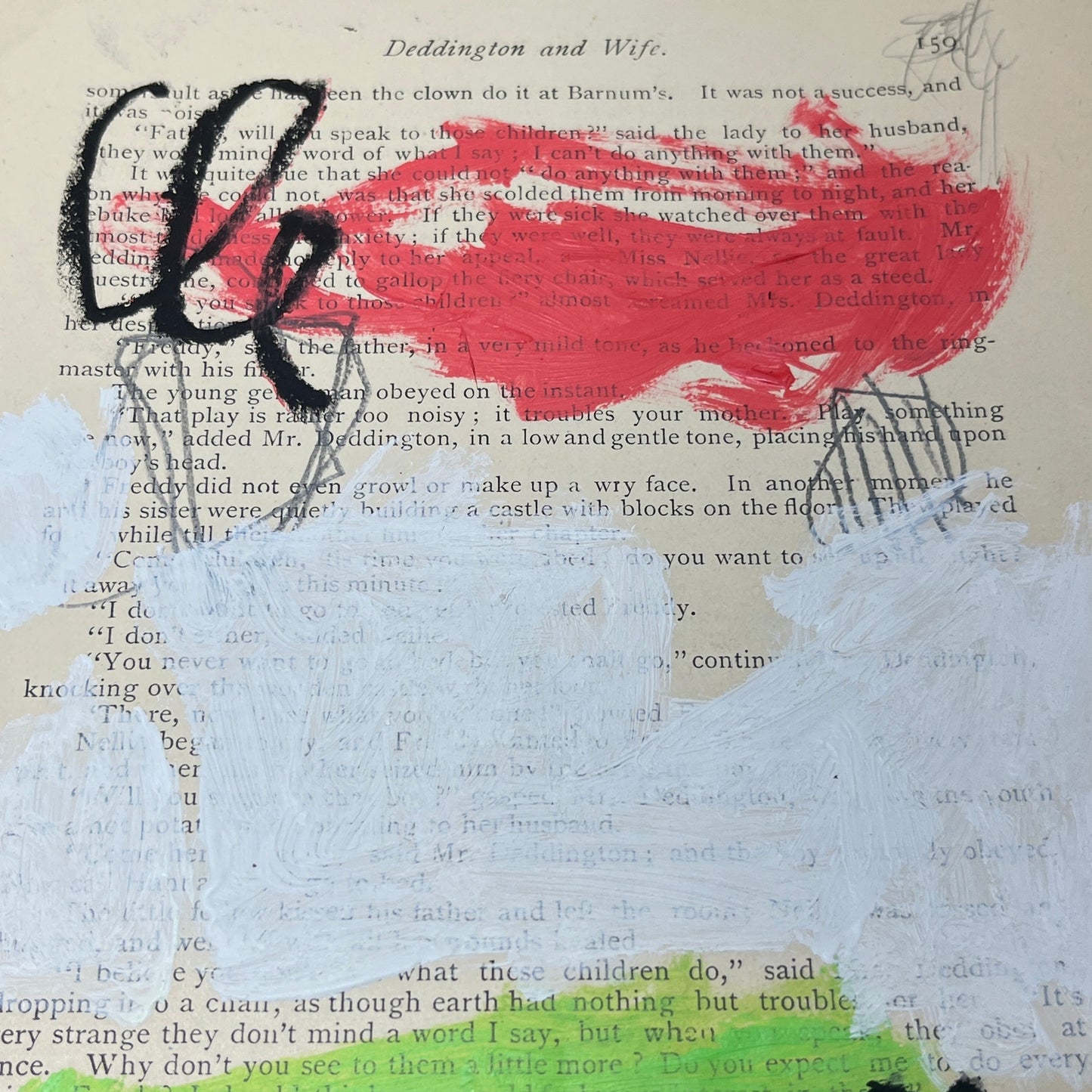 Original Abstract Modern Art Painting on Paper from 1875 Magazine #16 Signed
