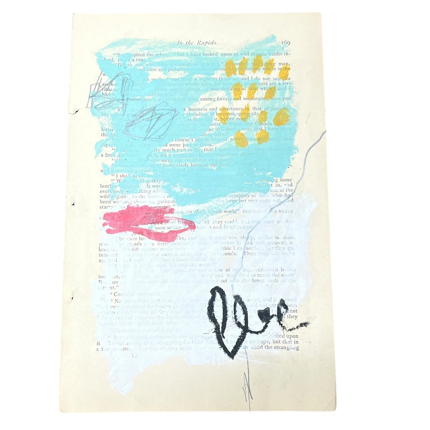 Original Abstract Modern Art Painting on Paper from 1875 Magazine #4 Signed