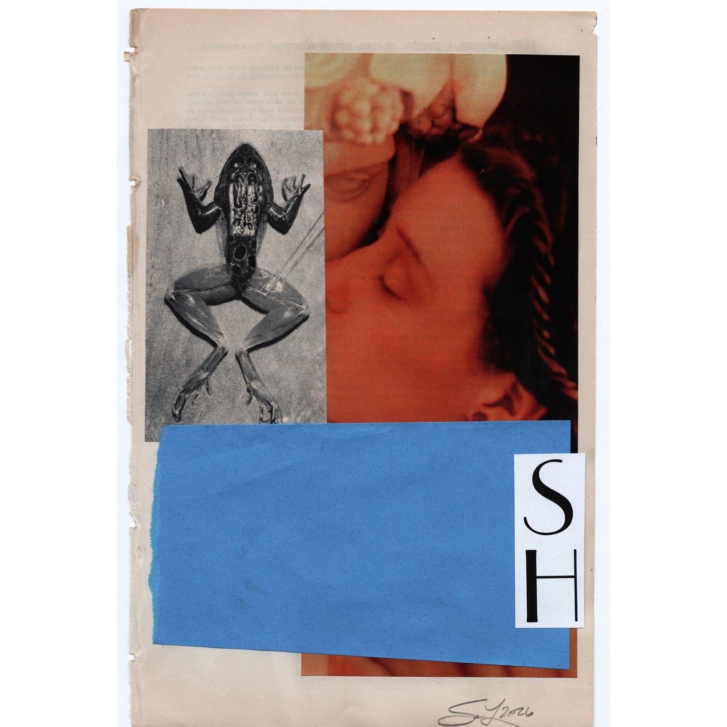 Original Mixed Media Modern Art Collage "Mora" 5.75x9" Signed