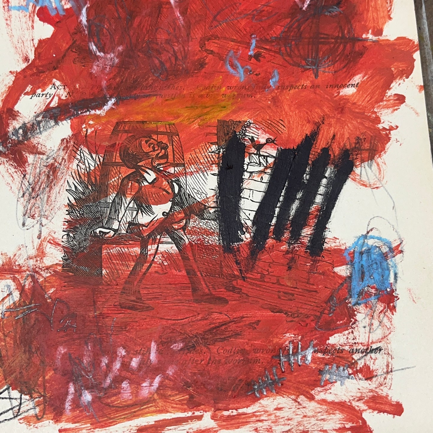 Original Abstract Modern Art Painting on Paper from 1875 Magazine #3 Signed