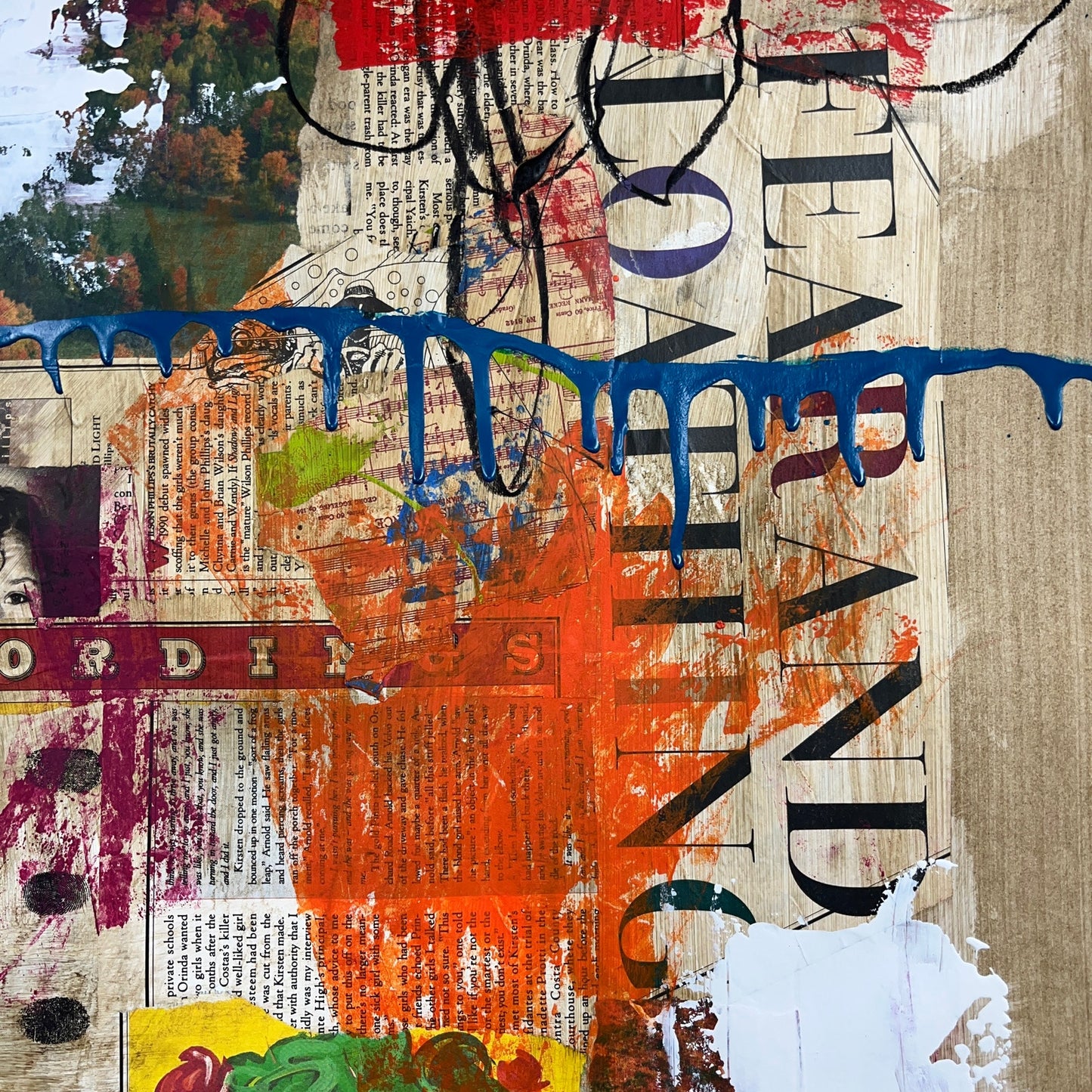 Original Mixed Media Modern Art Painting 18x24 "Fear and Loathing" Signed