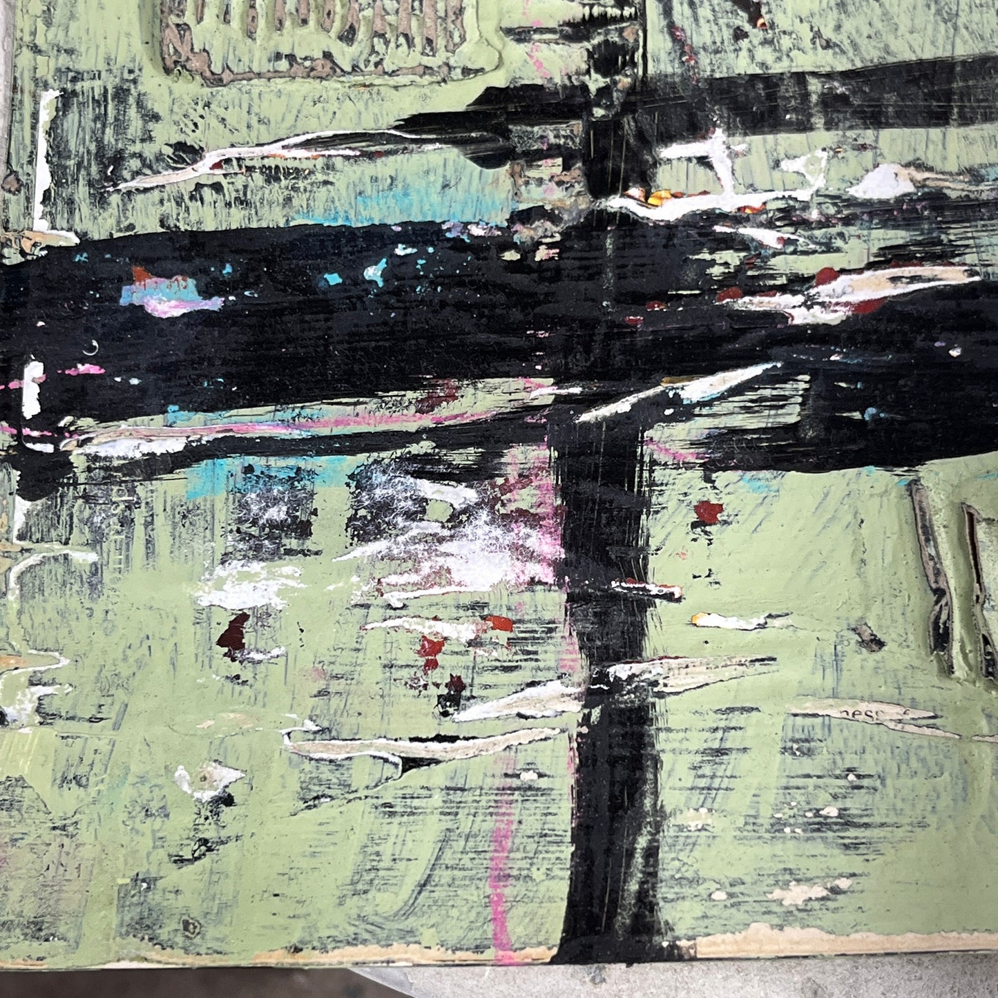 Original Grunge Minimalist Modern Art Collage Painting 8.5x11 "Juvenal" Signed
