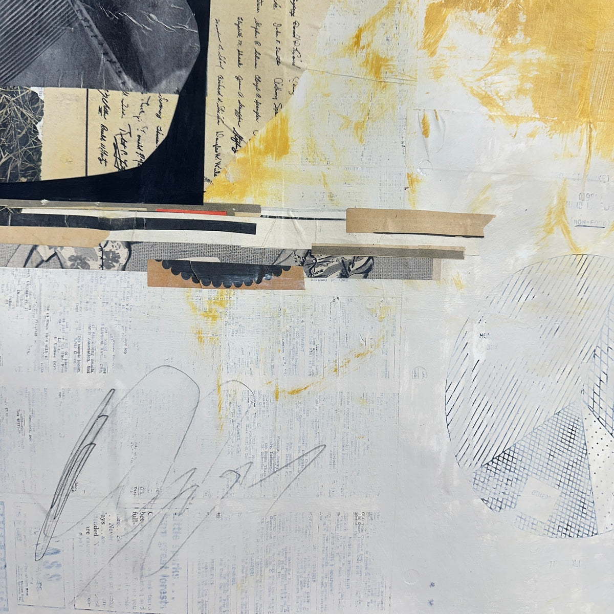 Original Mixed Media Modern Art Colllage Painting 18x24 "Rand" Signed