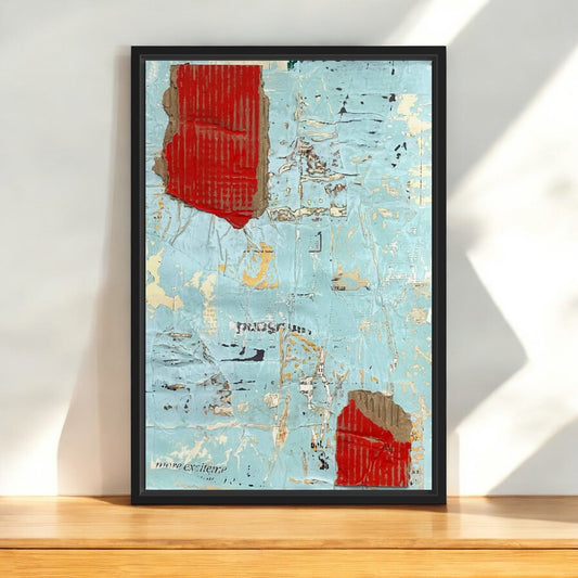 Original Framed Mixed Media Modern Art Collage Painting 12x18 "Lineage"
