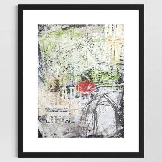 Original Grunge Minimalist Modern Art Collage Painting 8.5x11 "Rabulous" Signed