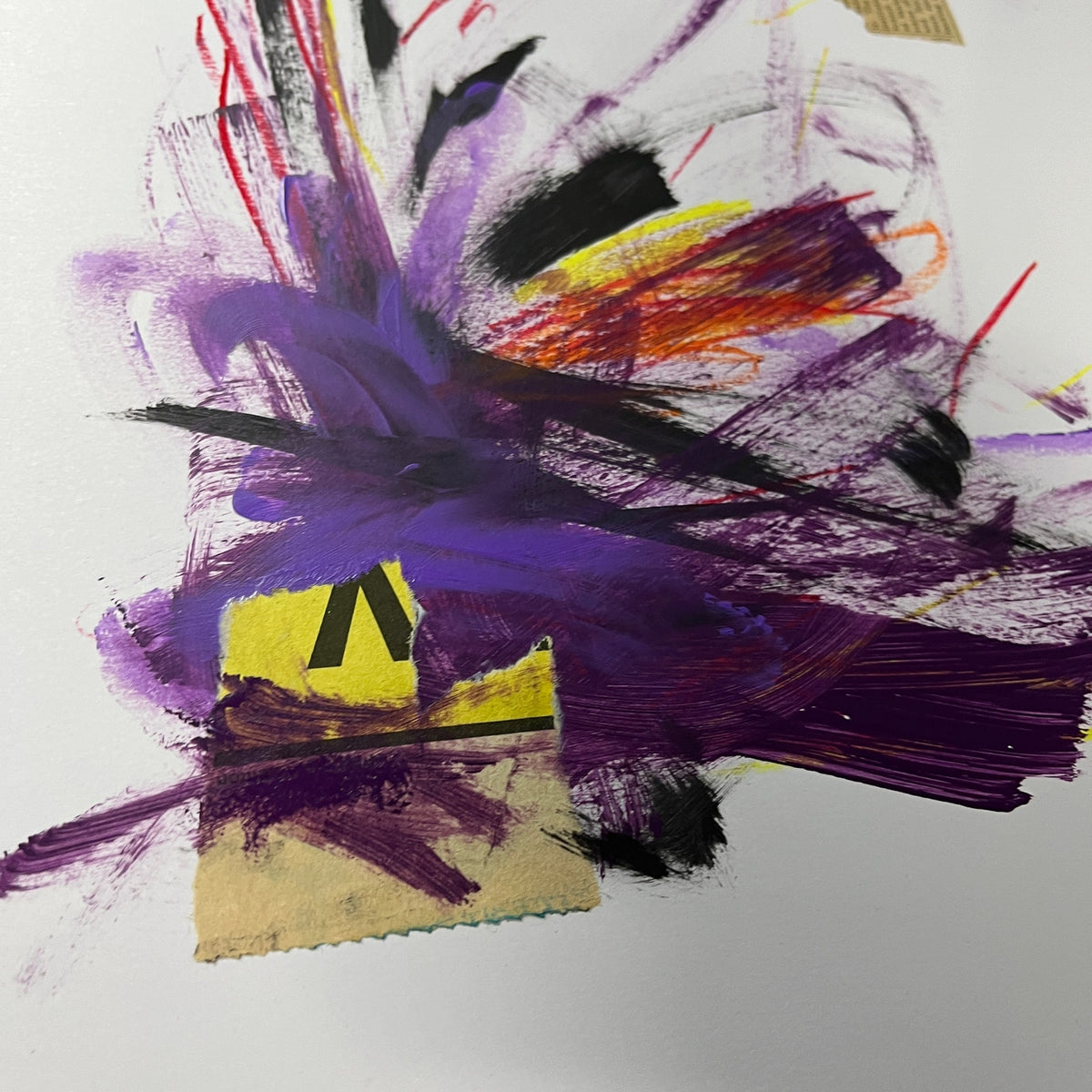 Original Mixed Media Abstract Art Painting 11x14 “Construct" Purple & Red