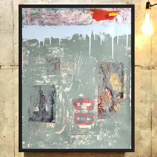 Original Mixed Media Abstract Modern Art Painting 18x24 "Plinth" Signed