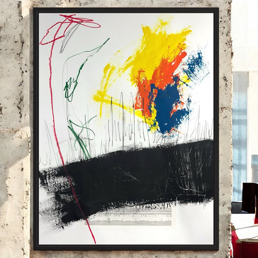 Original Mixed Media Abstract Modern Art Painting 18x24 "Microlith" Signed