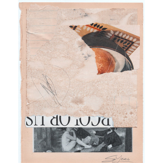 Original Mixed Media Modern Art Collage "Preliograpea" 5.75x7.5" Signed