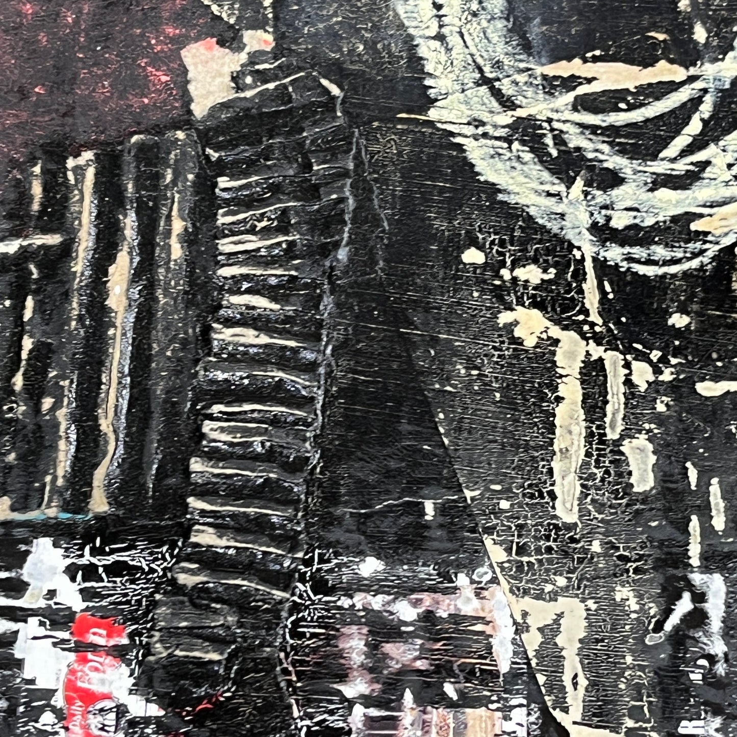Original Grunge Minimalist Modern Art Collage Painting 8.5x11 "Ahull" Signed