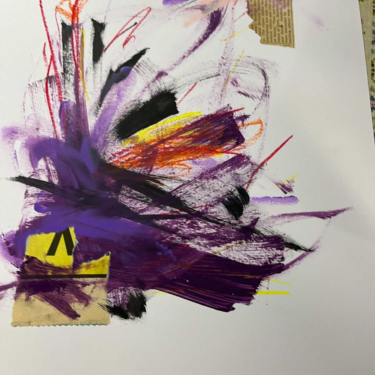 Original Mixed Media Abstract Art Painting 11x14 “Construct" Purple & Red