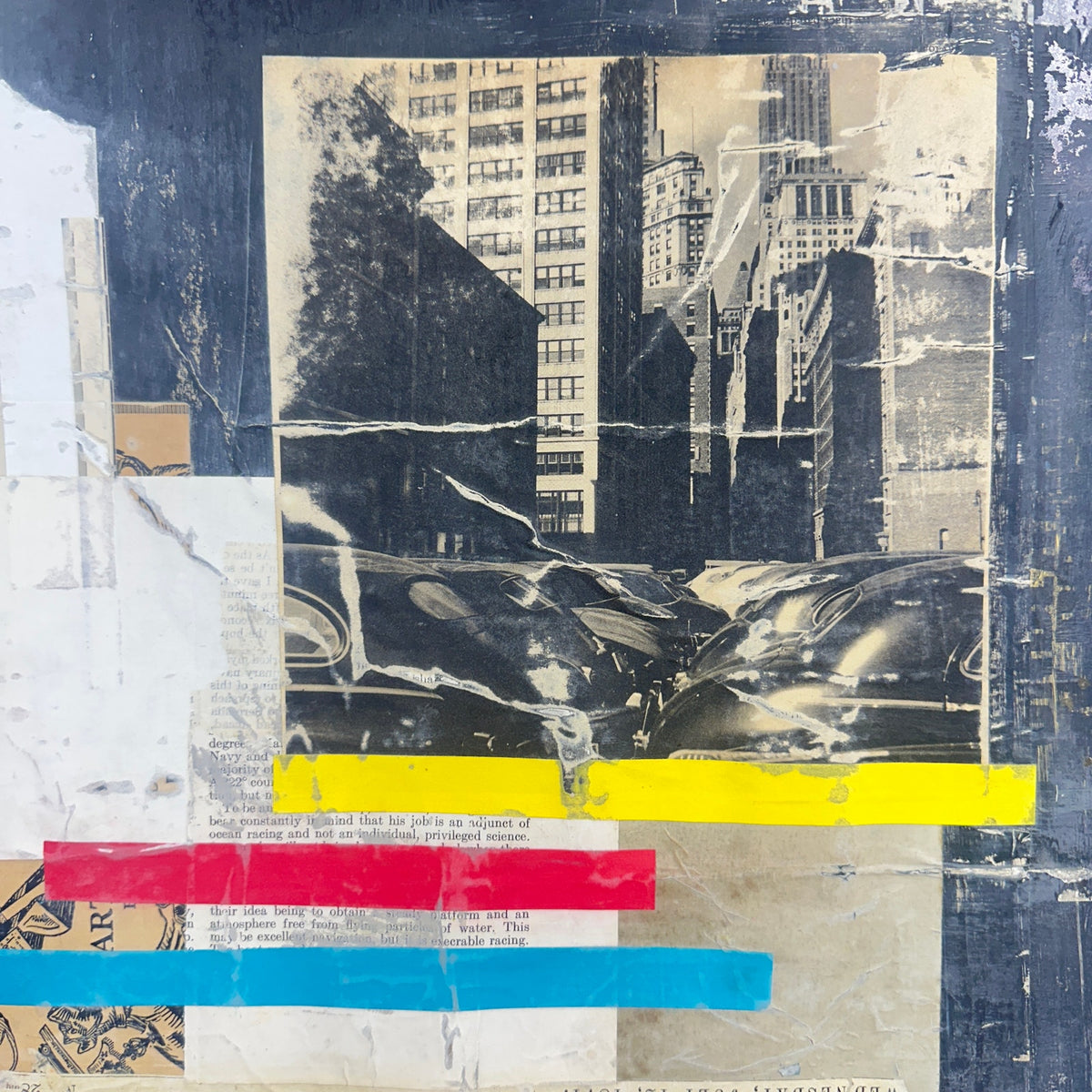 Original Mixed Media Modern Art Collage Painting 18x24 "Palladium" Signed