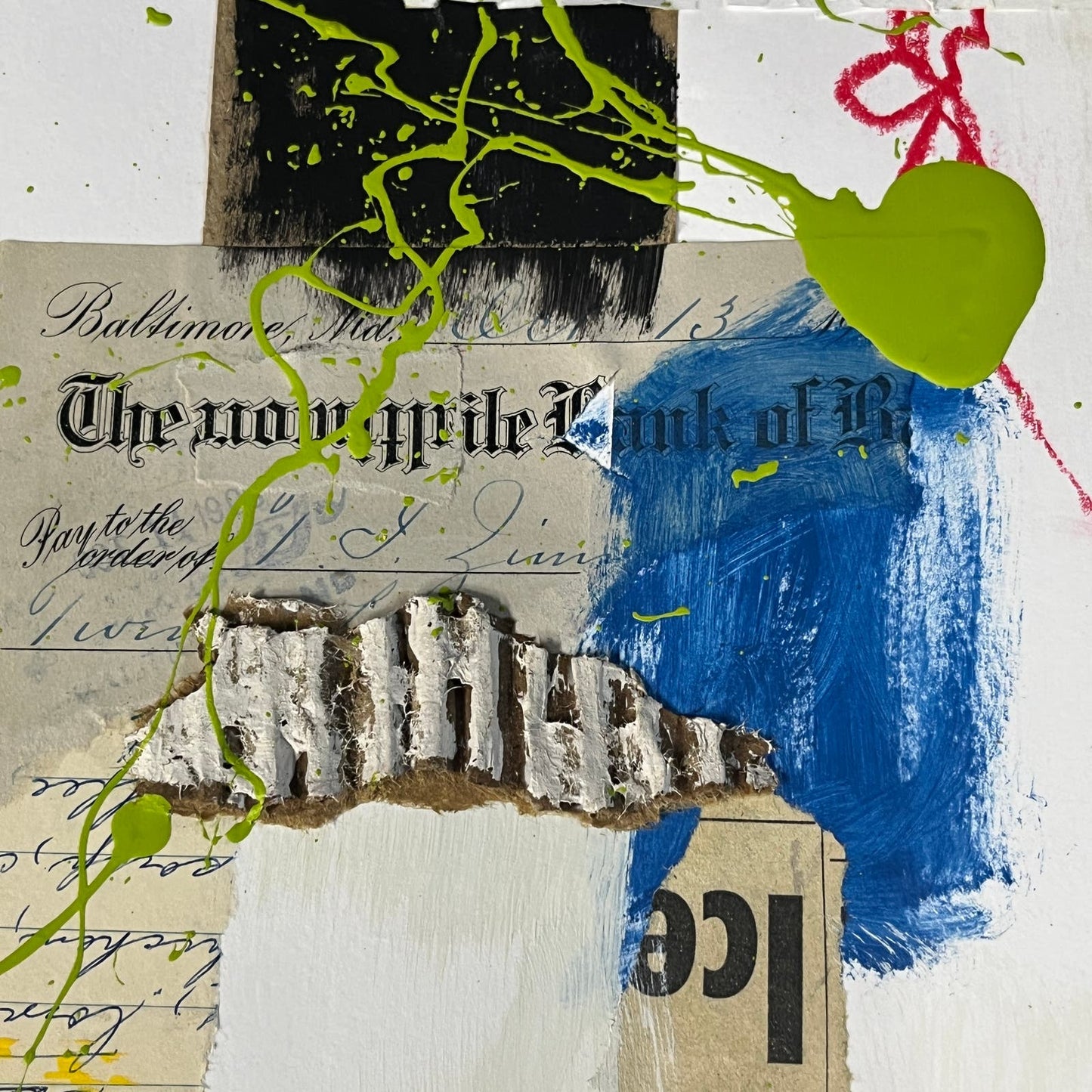 Original Mixed Media Abstract Art Collage 11x14 “New Occupation" Signed