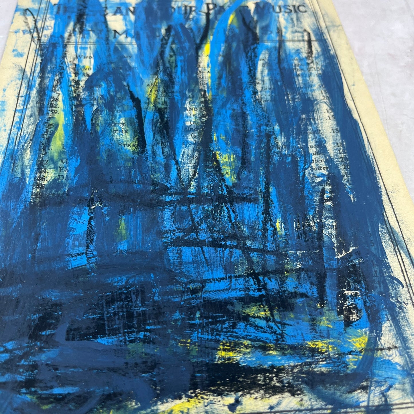 Original Abstract Art Painting "Danny Boy" On Sheet Music 7x10
