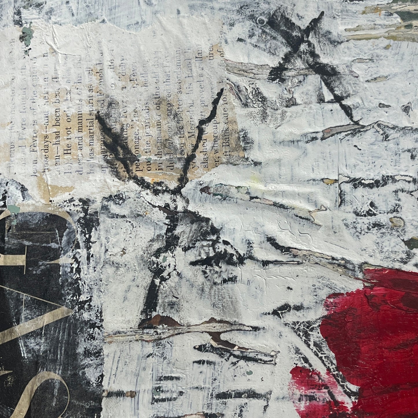 Original Grunge Minimalist Modern Art Collage Painting 8.5x11 "Behoof" Signed