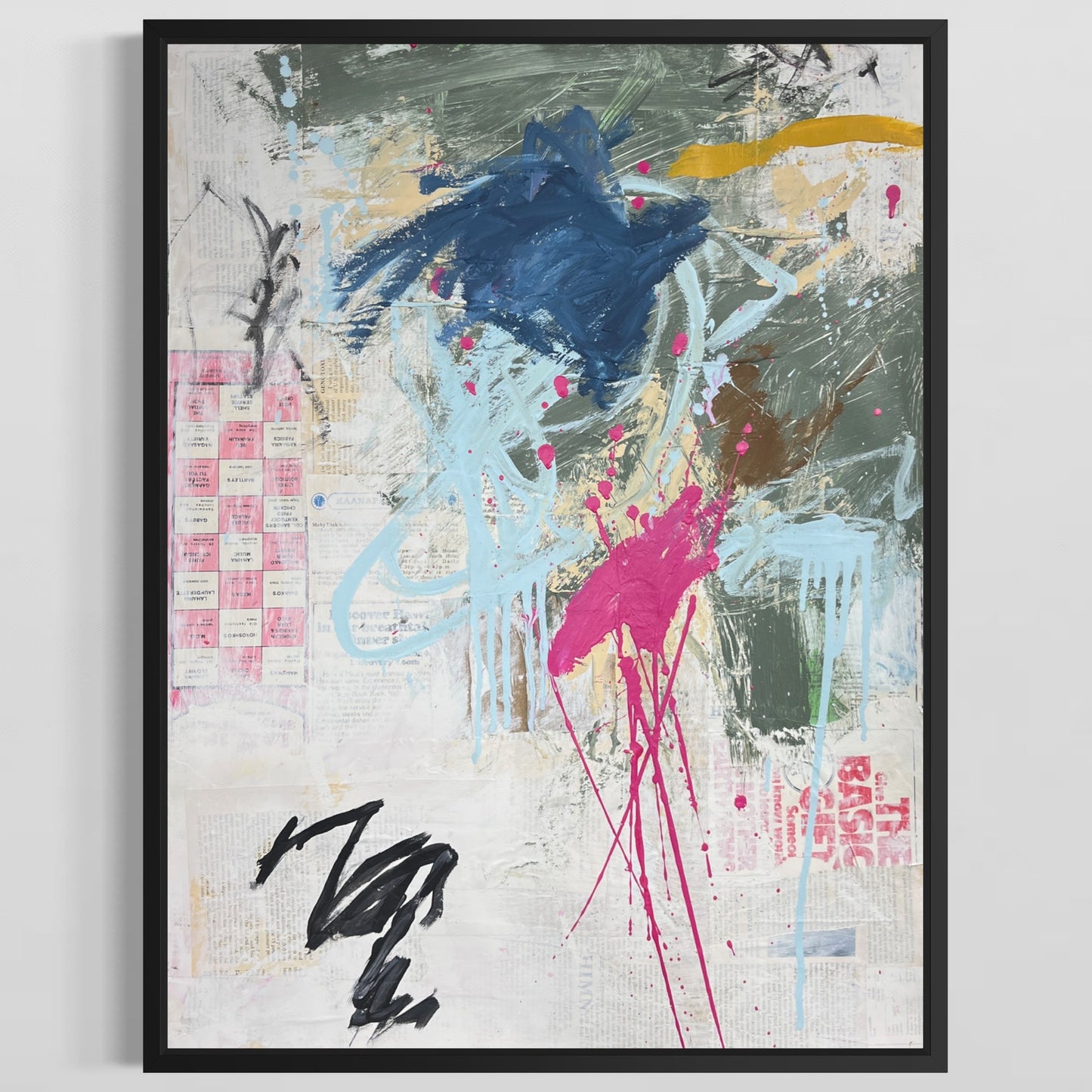Original Mixed Media Abstract Modern Art Painting 18x24 "Ukeke" Signed